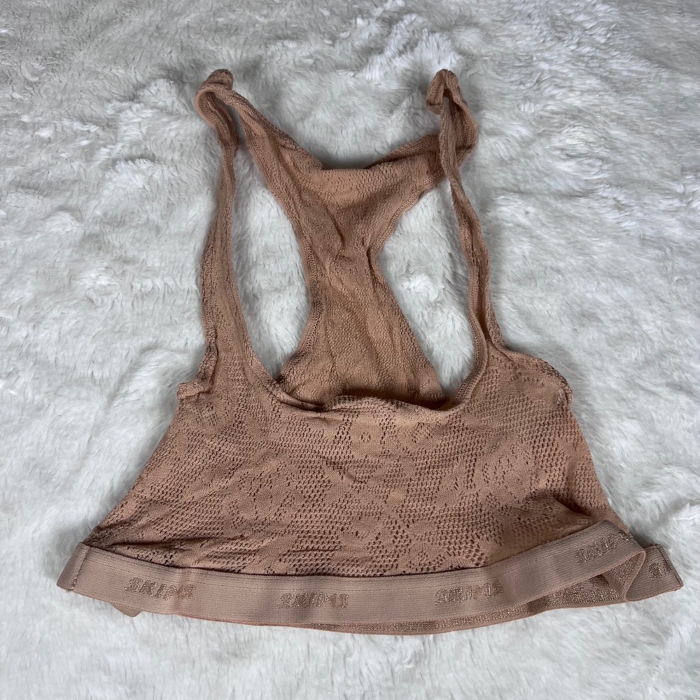 Skims Women's Pointelle Logo Racerback Bralette Clay Tan‎ Size XS RN 158973